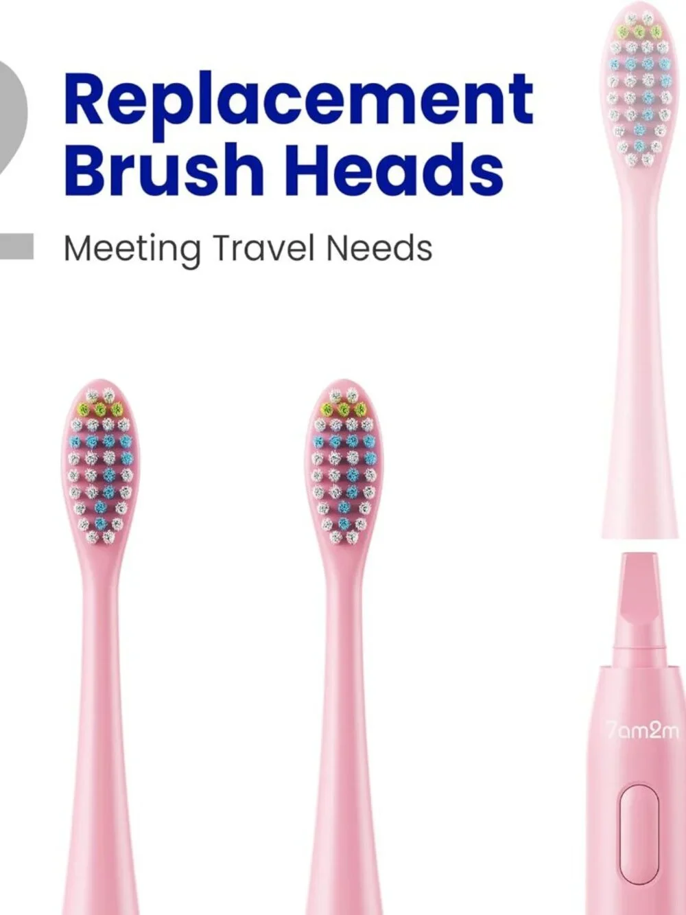 Sonic Travel Electric Toothbrush for Adults&Kids, Travel Case&2 Brush Heads, 1 C